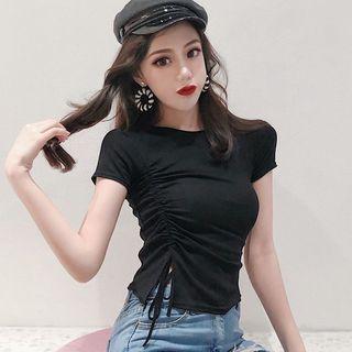 Short-sleeve Drawstring Crop T-shirt