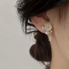 Flower Rhinestone Faux Pearl Earring 1 Pair - Stud Earring - White - One Size