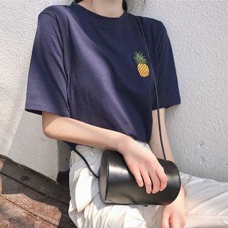 Short-sleeve Pineapple Embroidered T-shirt