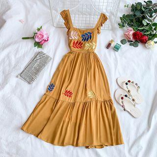 Leaf Embroidered Sundress