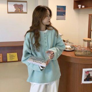 Button-up Sweatshirt Mint Green - One Size