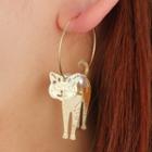 Cat Hoop Earring 1 Pair - Gold - One Size