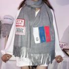 Lettering Fringed Scarf