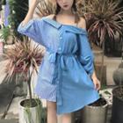 Off-shoulder Shirt Dress