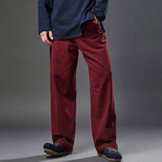 Plain Straight Leg Linen Pants