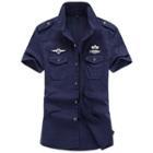 Short-sleeve Patched Military Shirt