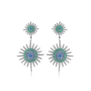 Fashion And Elegant Geometric Firework Earrings With Cubic Zirconia Silver - One Size