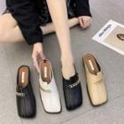 Chain Detail Square-toe Mules