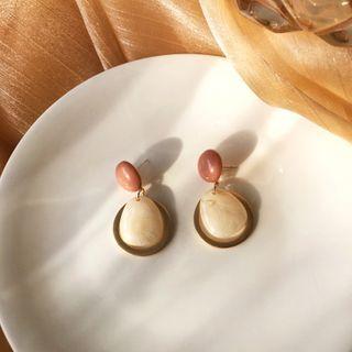 Geometric Resin Stud Earring / Clip-on Earring S925 Silver - 1 Pair - Earrings - One Size