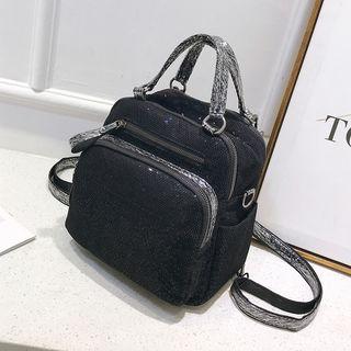 Sequined Top Handle Backpack Black - One Size