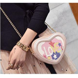 Heart-shaped Chain Strap Shoulder Bag