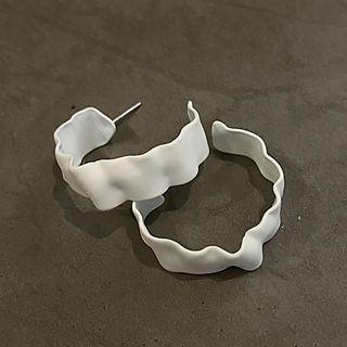 Alloy Open Hoop Earring 1 Pair - Silver Needle - White - One Size