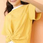 Striped Short-sleeve Twisted T-shirt