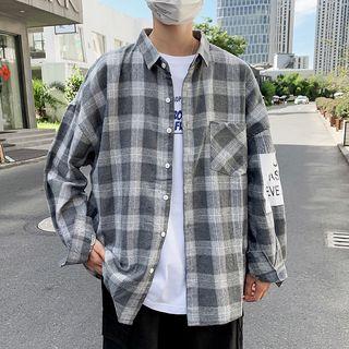 Long-sleeve Appliqu  Plaid Shirt