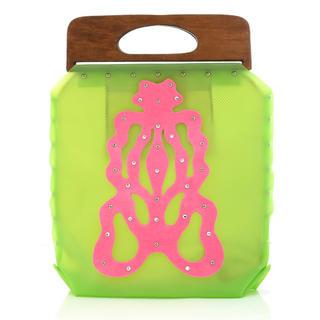 Butterfly Handbag Green, Fuchsia - One Size