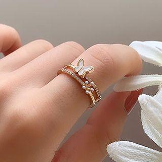 Acrylic Butterfly Ring Gold - One Size