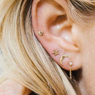Set: Alloy Heart Moon & Star Earring
