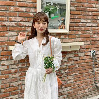 Tie-neck Shirtwaist Lacy Dress