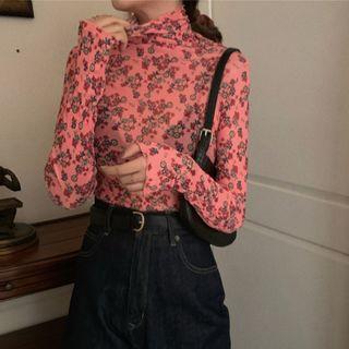 Floral Semi High-neck Top