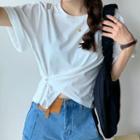 Short-sleeve Asymmetrical Button-accent T-shirt