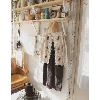 Cherry Bobble Cable Knit Cardigan