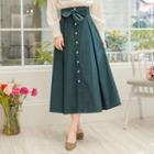 Single-breasted Bow-accent Midi Skirt