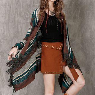 Fringed Perforated Knit Jacket