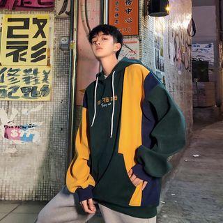 Loose-fit Embroidered Colorblock Hoodie