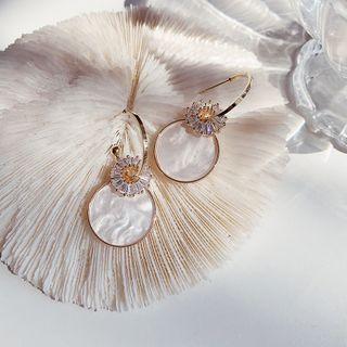Rhinestone Flower Acetate Disc Dangle Earring