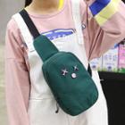 Canvas Sling Bag With Brooch