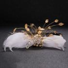 Bridal Feather Faux Pearl Hair Piece White - One Size