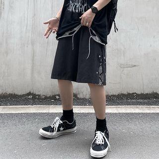 Snakeskin Print Panel Shorts