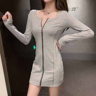 Long-sleeve Zip-front Dress