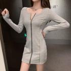 Long-sleeve Zip-front Dress