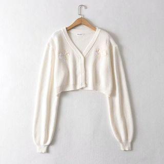 Embroidered Cardigan 540 - White - One Size