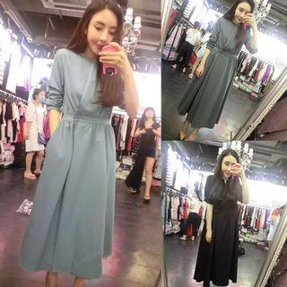 Long Sleeve A-line Midi Dress