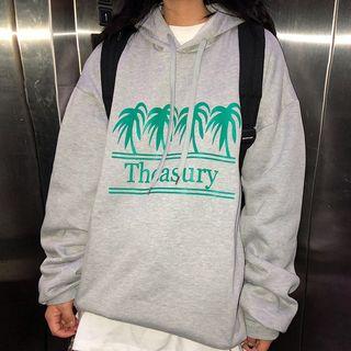 Couple Matching Tree Print Lettering Hoodie