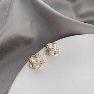 Rotatable Clover Rhinestone Alloy Earring