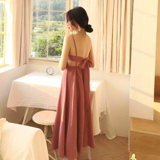 Spaghetti Strap Tie-back Midi A-line Dress