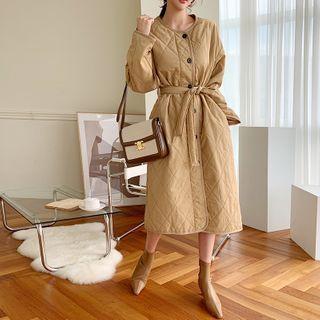 Button-up Quilting Coat With Sash