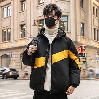 Color Block Zipped Hooded Padded Coat