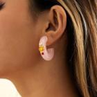 Rhinestone Open Hoop Earring 2601 - Pink - One Size