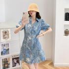 Short Sleeve V-neck Denim A-line Dress