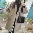 Long-sleeve Plain Double-breasted Woolen Coat