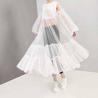 Panel Mesh Medium Maxi Dress