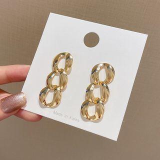Chunky Chain Sterling Silver Dangle Earring A197 - 1 Pair - Gold - One Size