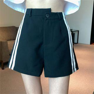 High-waist Contrast Trim Wide-leg Shorts