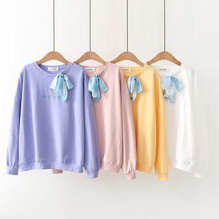 Floral Embroidered Bow Pullover