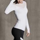 Long-sleeve Mesh Panel Sports Top