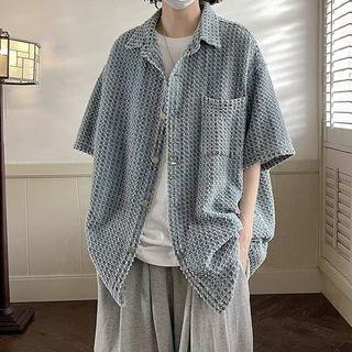 Ripped Denim Short-sleeve Shirt